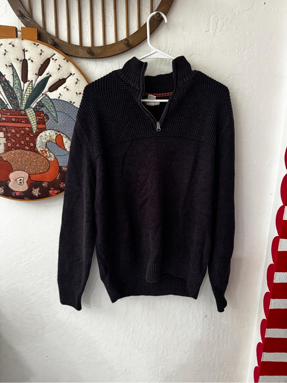 Dockers men’s rib sweater pullover Henley size large 100% cotton purple - Picture 1 of 6